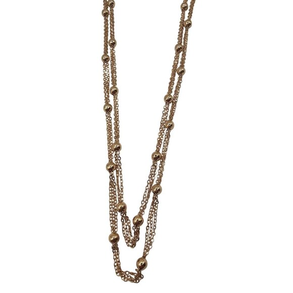 Ettika 18K Gold Plated Layered Ball Drop Rustic Chic Boho Statement Necklace NWT - Picture 3 of 8